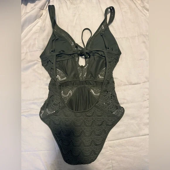 Becca Swim Olive Green Lace One Piece - Picture 4 of 4